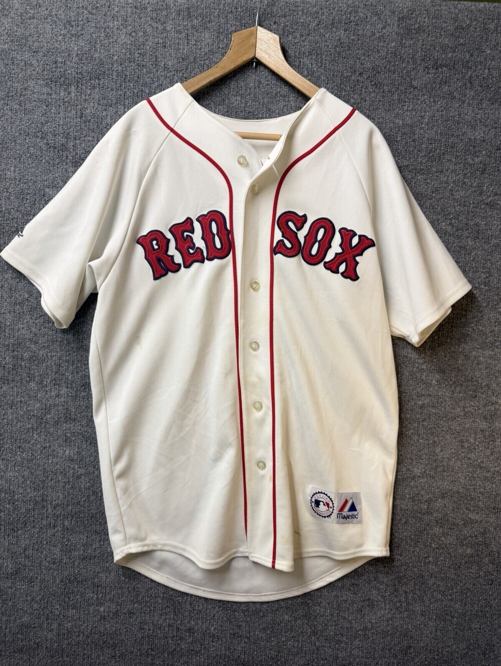 Majestic Boston Red Sox #7 Baseball Jersey White Red Sewn Lettering MLB ⚾